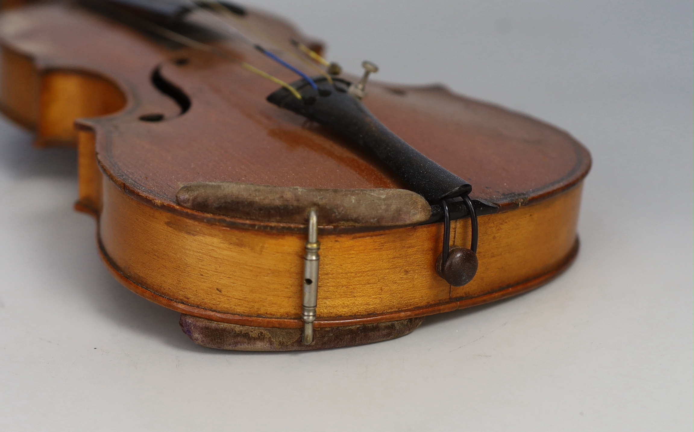 A half size French violin, cased, 51cm long
